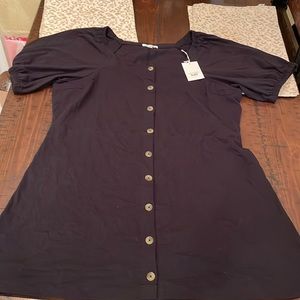 Free Assembly Puff Shoulder Neck Dress